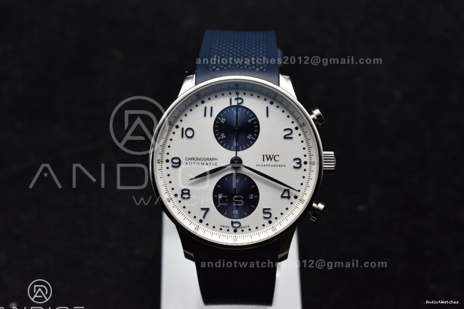 WeatherProof A Blue Chrono Dial Best 1:1 1011 Rubber Edition on Blue White Portuguese IW3716 Z+F Strap 0522